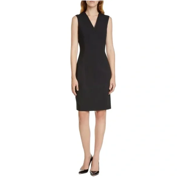 Ted Baker | Dresses | Ted Baker Saloted Black V Neck Fitted Sleeveless Dress  Party Career Wool Blend | Poshmark